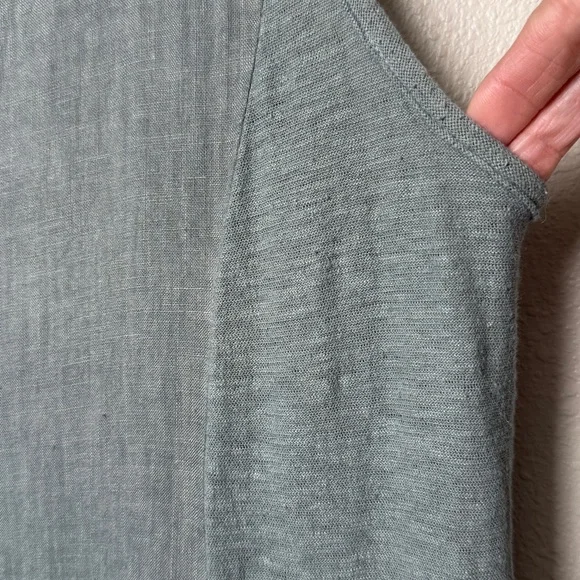 Cut Loose Linen Asym Tunic Dress M Sage Green Sleeveless Pocket Tiered Lagenlook - Picture 13 of 17